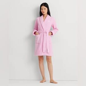 Ralph Lauren Cotton Terry Shawl-Collar bathrobe, Light Pink, Medium, New